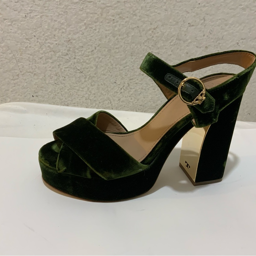 Tory Burch Loretta Velvet Platform Sandals 7 M - Picture 3 of 14